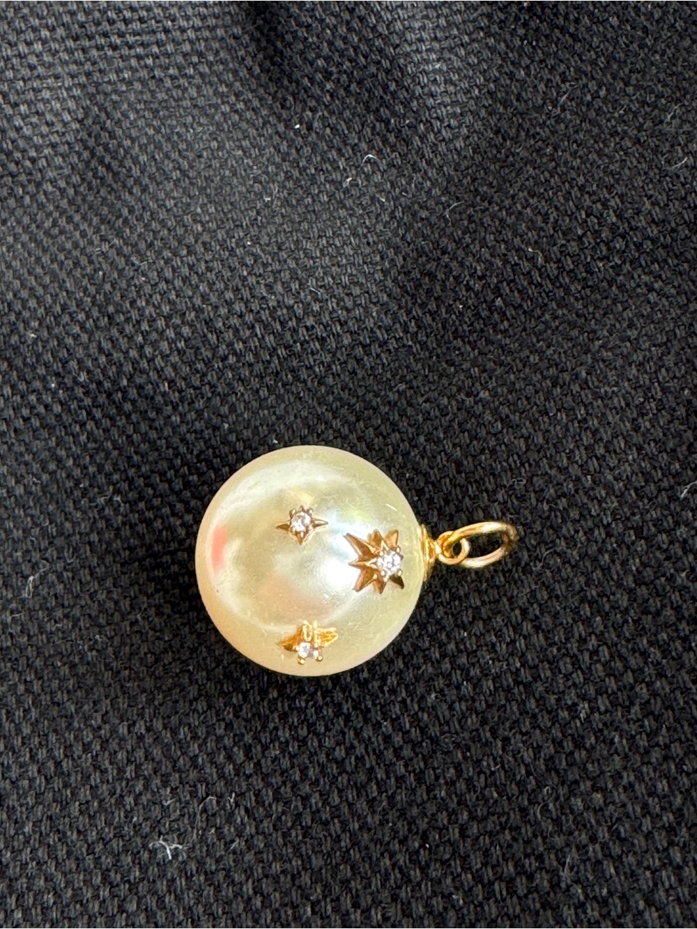 Pearl and Gold Starburst Rhinestone Accent Pendant - Picture 8 of 9